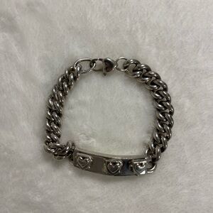 Silver Chain Bracelet with Heart Accents